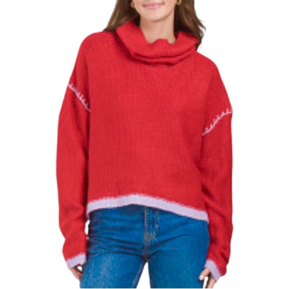 DRIFTWOOD Red Cowl Slouchy Sweater NWT